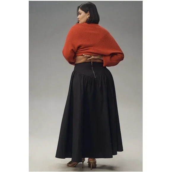 Anthropologie Maeve Drop Waist A Line Maxi Skirt Sz 2 Black